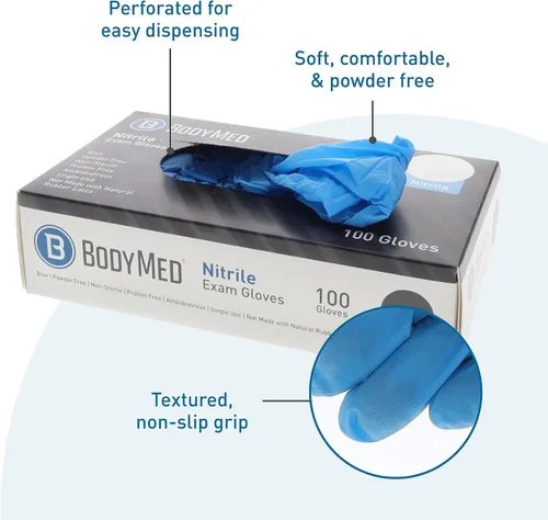 Miniatura 5 de BodyMed Guantes de nitrilo para examen y uso doméstico, medianos, 1,000 unidades, guantes desechables sin látex y polvo para uso médico, cocina