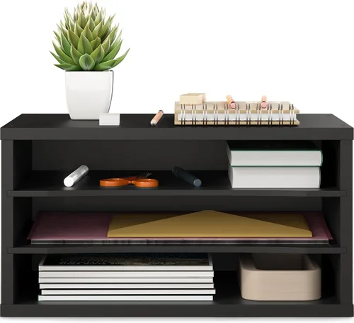 Miniatura 9 de Organizador de papel Ballucci, organizador de escritorio de madera apilable de 3 niveles, organizador de archivos de documentos y clasificador