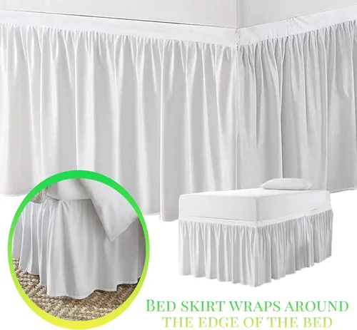 Miniatura 2 de Falda de cama para dormitorio, falda de cama larga de 32/36 pulgadas, falda de cama para dormitorio universitario, falda de cama con volantes