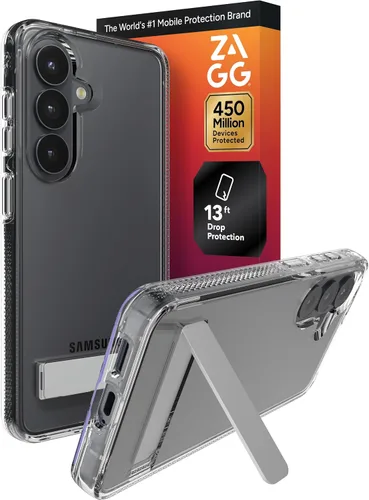 Miniatura 13 de ZAGG Crystal Palace - Funda para Samsung Galaxy S25 con función atril, transparente, protección contra caídas de 13 pies, antiamarilleo, reforzado