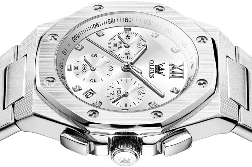 Miniatura 6 de OLEVS - Relojes de acero inoxidable para hombre, reloj de negocios y vestir de gran tamaño, fácil de leer, analógico, impermeable, luminoso, casual