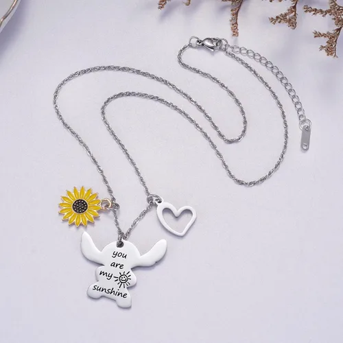 Miniatura 4 de Ralukiia - Collar con la frase "Ohana mean family", llavero con forma de Stitch, regalos de joyería para niños y niñas