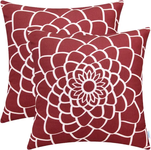 CaliTime - Juego de 2 fundas de cojín de lona suave para sofá, decoración del hogar, diseño floral de dalias en ambos lados