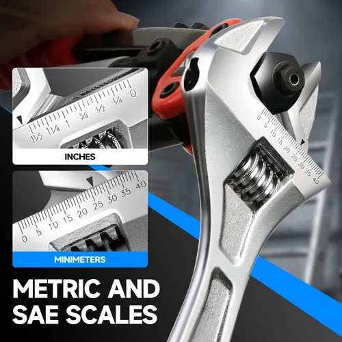 Miniatura 4 de DNA Motoring TOOLS-00046 - Llave inglesa ajustable, 12 pulgadas, herramienta de reparación automotriz de acero vanadio con mordazas de cuatro lados