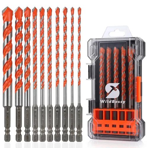 Miniatura 11 de Brocas de carburo de hormigón con vástago hexagonal para mampostería, cemento, azulejos, juego de brocas