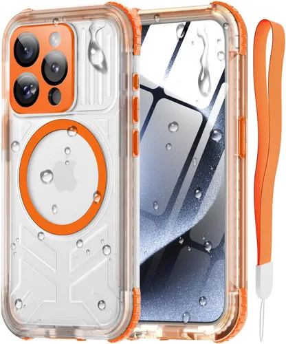 Miniatura 36 de Funda impermeable para iPhone 15 con Magsafe, protector de pantalla, cordón, IP68 militar de cuerpo completo a prueba de golpes, para deportes