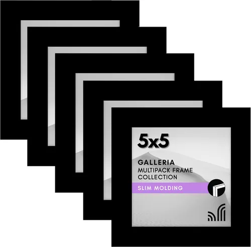 Miniatura 18 de Americanflat Portarretratos de 3 x 5 con plexiglás pulido, juego de 5 unidades, colección Galleria, marcos para mesa y pared, color negro