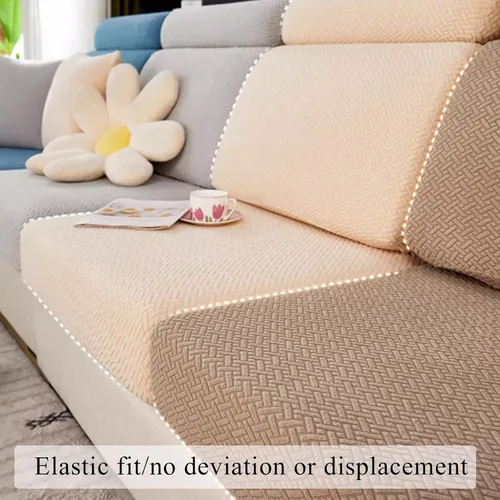 Miniatura 6 de HM&DX Funda elástica universal para sofá con parte inferior elástica, 1/2/3/4 asientos, funda de sofá modular de terciopelo jacquard en forma de L