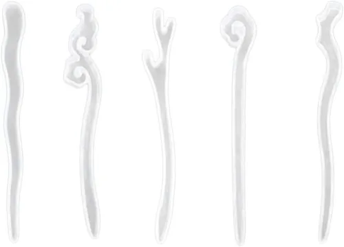 EXCEART Juego de moldes de horquilla para hacer joyas de resina, moldes de silicona para bricolaje para el cabello, 5 moldes de resina epoxi para