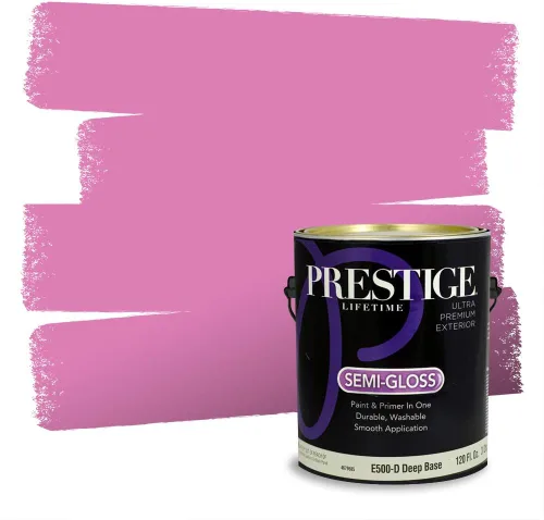 Miniatura 224 de Prestige Paints Pintura exterior e imprimación en uno, 1 galón, plano, coincidencia comparable de Valspar* Amber Rose*