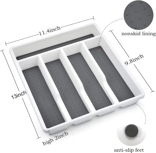 Miniatura 5 de HaWare Juego de cubiertos negros de 49 piezas con organizador de cubiertos, cubiertos de acero inoxidable con 8 cuchillos de carne, utensilios