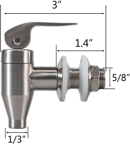 Miniatura 2 de Grifo de reemplazo para dispensador de bebidas de acero inoxidable, duradero, estilo de empuje, llave de agua potable, grado alimenticio, acabado