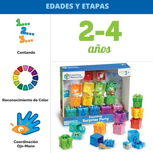 Miniatura 5 de Learning Resources Fiesta Sorpresa de Contar - Juguetes Montessori para Niños Pequeños, Actividades de Apilamiento Preescolar, Juego de Combinación