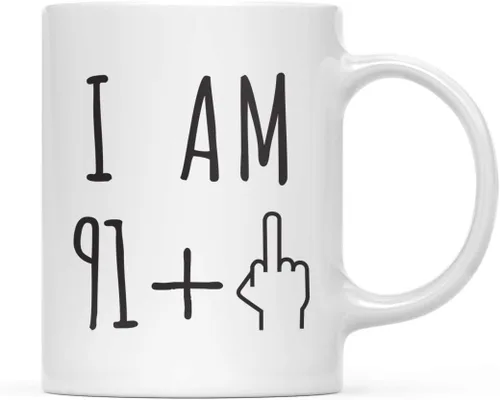 Miniatura 16 de Andaz Press Divertida taza de café de 11 onzas, regalo de broma de cumpleaños, I Am 49 + 1 dedo medio, 1 paquete, ideas de regalo de cumpleaños 50