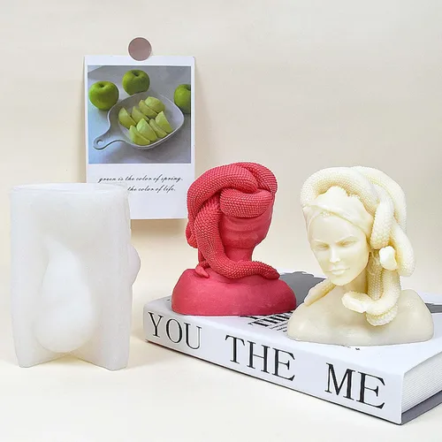 Miniatura 8 de Grainrain Moldes de velas de figuras, moldes de pilar – Gorgon Medusa – Moldes de silicona de fundición de resina para decoración del hogar