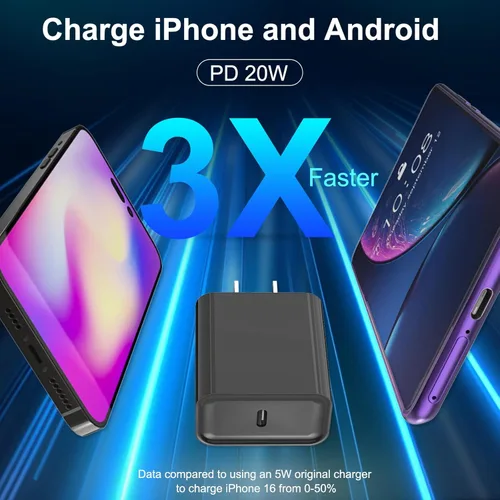 Miniatura 3 de Cargador de carga rápida para iPhone 16 y 15, paquete de 3 cargadores USB C PD de 20 W con cable de 10 pies, cable USB C tipo C para iPhone 16/16