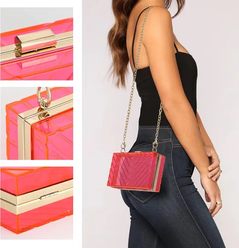 Miniatura 4 de WJCD Bolso de noche transparente para mujer, bolso de mano transparente acrílico transparente