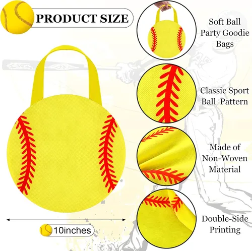Miniatura 3 de Shihanee 24 Piezas Bolsas de Favor de Fiesta de Sóftbol Bolsas de Dulces Temáticas de Pelota Bolsas de Golosinas para Juegos Deportivos Bolsas