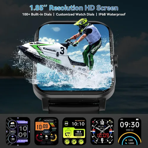 Miniatura 2 de Reloj inteligente para hombres y mujeres, pantalla táctil HD de 1.85 pulgadas, llamadas/notificaciones Bluetooth, reloj de fitness con monitor