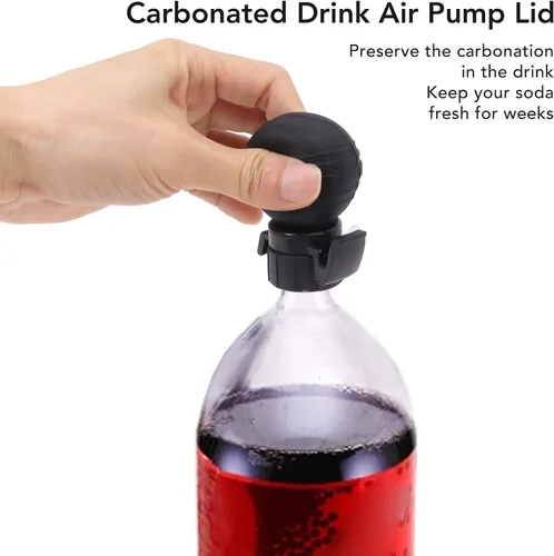 Miniatura 5 de Tapa de botella de soda, silicona a prueba de fugas, tapa de bomba de aire carbonatada, tapa de tapón para mantener la bebida fresca (negro)