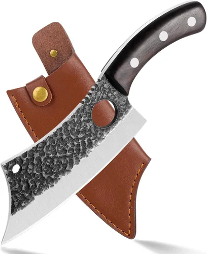 Cuchillo de chef de cocina Huusk mejorado Cuchillo vikingo con vaina, cuchillos japoneses forjados japoneses cuchillo deshuesador