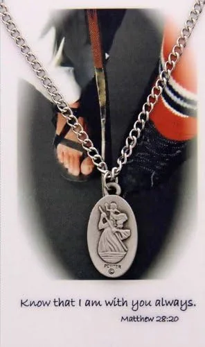 Miniatura 2 de Medalla de hockey sobre hielo de San Cristóbal para niños con tarjeta de oración, No aplicable, No es una piedra preciosa