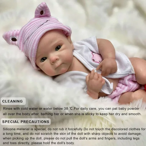 Miniatura 5 de Gileutay Muñeca de Bebé de Silicona Realista de 12 Pulgadas de Cuerpo Completo para Niña, Muñeca de Recién Nacido Realista de Silicona de la Vida