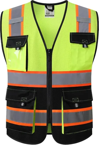 Miniatura 21 de JKSafety - Chalecos de seguridad reflectantes de alta visibilidad para hombres y mujeres, con bolsillos, ropa de seguridad de malla