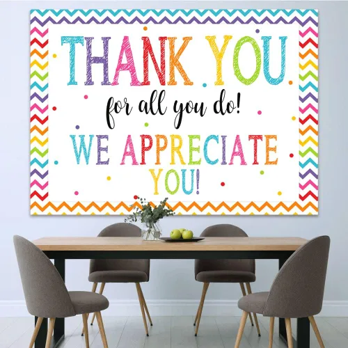 Miniatura 4 de Telón de fondo de 7 x 5 pies con texto en inglés "Thank You for All You Do", "Felicitaciones, graduados", "Be Thankful to the Teacher Doctor Staff