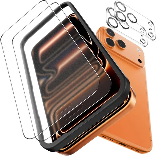 Miniatura 9 de OMOTON Protector de pantalla y protector de lente de cámara para iPhone 13 con ayuda de instalación de marco