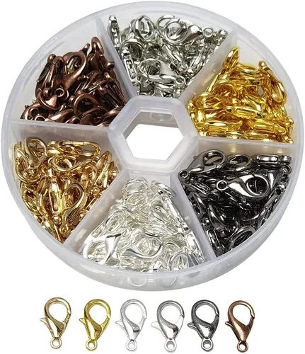 Miniatura 4 de Libiline 1 caja de 300 piezas surtidas de 6 colores de aleación de zinc para joyería, collares, pulseras, sin níquel (mezcla, 0.394 x 0.236 in)