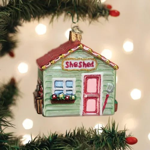 Miniatura 5 de Old World Christmas She Shed - Adorno de cristal soplado para árbol de Navidad, decoración navideña hecha a mano, colección de jardín