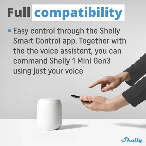 Miniatura 5 de Shelly 1 Mini Gen3 Relé de interruptor inteligente WiFi 1 canal 8A Automatización del hogar Puerta de enlace Bluetooth Compatible con Alexa