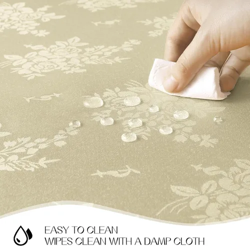 Miniatura 3 de Romanstile Mantel rectangular de jacquard, resistente al agua, elegante, con patrón floral de rosa damasco, mantel decorativo de poliéster lavable