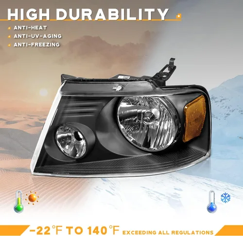 Miniatura 5 de WEELMOTO Conjunto de faros delanteros para Ford F150 Pickup 04-08/Mark LT 06-08, repuesto de conjunto de faros delanteros para F150 2004-2008