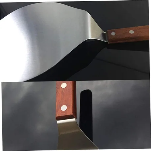 Miniatura 3 de Sartenes para pizza, Acero inoxidable Pizza Peel Mango de madera, Ronda Pastel Pizza Pala Cocina Hornear Herramienta