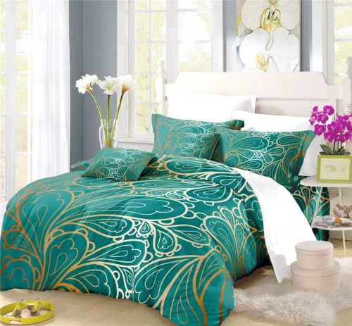 Miniatura 11 de REALIN Juego de funda de edredón de pavo real, ropa de cama colorida Phnom Penh, juego de ropa de cama azul real noble de 2/3/4 piezas, fundas