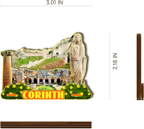 Miniatura 3 de Corinth Grecia - Imán de madera 3D para nevera, recuerdos coleccionables, decoración hecha a mano, manualidades 3