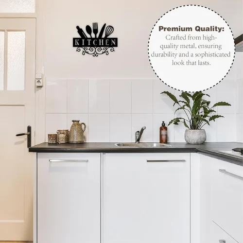 Miniatura 4 de Hppybiry Letreros metálicos de cocina de 12 x 9.15 pulgadas, decoración de pared, decoración de pared de cocina, decoración de pared rústica negra