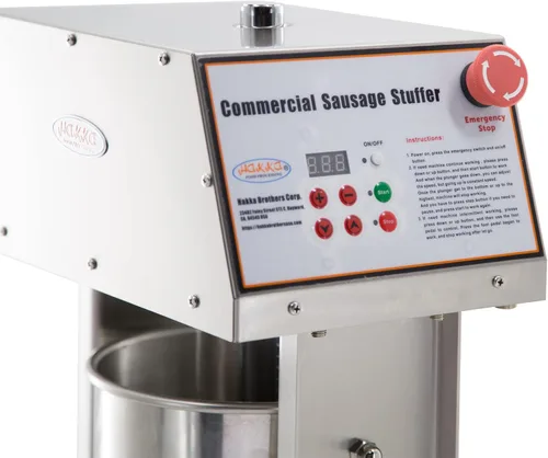 Miniatura 7 de Relleno de salchichas eléctrico comercial, de acero inoxidable, máquina de salchichas vertical de 12 litros/25 libras con 4 tubos S/S, relleno