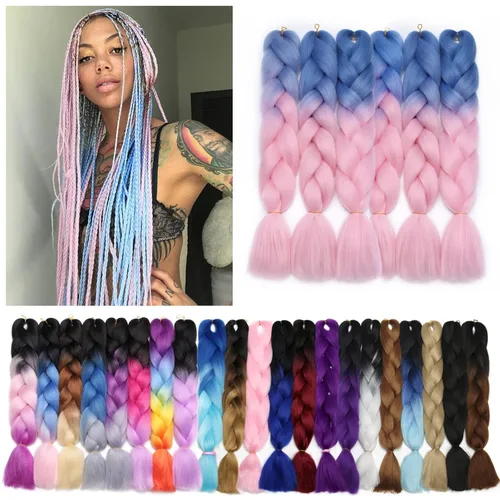 Miniatura 89 de Benehair Extensiones de cabello trenzado ombré de 24 pulgadas, 1 paquete de extensiones de cabello trenzado jumbo de alta temperatura, cabello