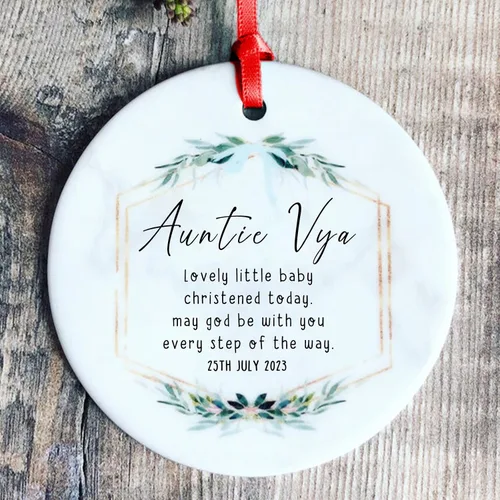 Miniatura 5 de Recuerdos personalizados de adorno de Navidad para bebé, regalos de bebé que llegan, adornos de cerámica para árbol de Navidad, adornos de primera