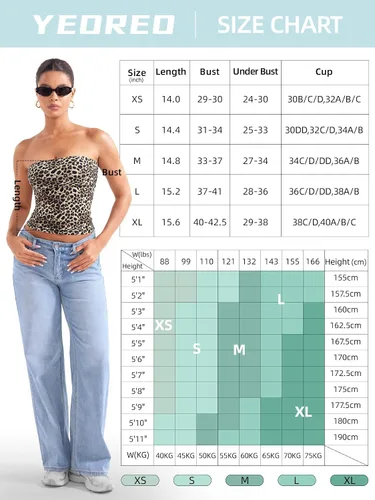 Miniatura 6 de YEOREO Sophie - Camiseta de tubo larga sexy para mujer, con doble forro, básica, Y2K, para verano, sin tirantes, ajustada, para salir