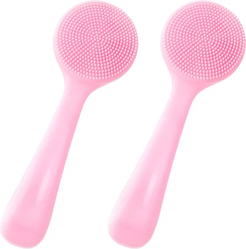 HINZIC Paquete de 2 cepillos de limpieza facial manual de silicona, agradable a la piel, impermeable, limpiador exfoliante para puntos negros,