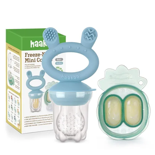 Haakaa - Comedero de frutas para bebé y bandeja de picaduras con mini congelador, moldes de piruleta de leche materna para el alivio del