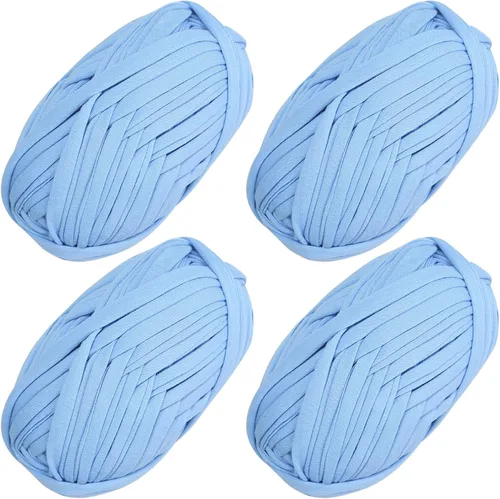 Miniatura 62 de 2 piezas de tela elástica para camisetas, hilo de crochet para tejer DIY, hilo de punto grueso tipo espagueti para proyectos de bolsos, mantas
