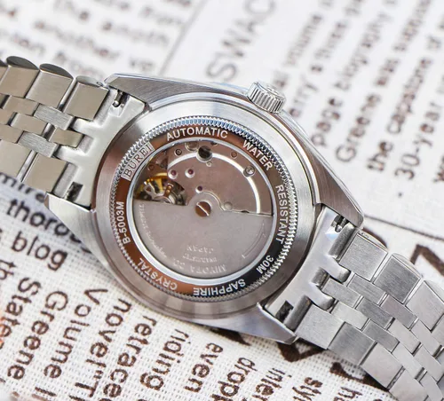 Miniatura 3 de BUREI Reloj automático de lujo para hombre, resistente al agua, reloj mecánico, correa ajustable de dos tonos de acero inoxidable