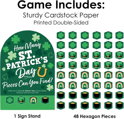 Miniatura 4 de Big Dot of Happiness Trébol Día de San Patricio – Búsqueda del tesoro de la fiesta del día de San Patricio – 1 soporte y 48 piezas de juego – Juego