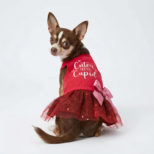 Miniatura 3 de Fitwarm Cuter Than Cupid - Vestido de tul para perro, linda ropa para chicas, ropa divertida para mascotas, rojo borgoña, talla S