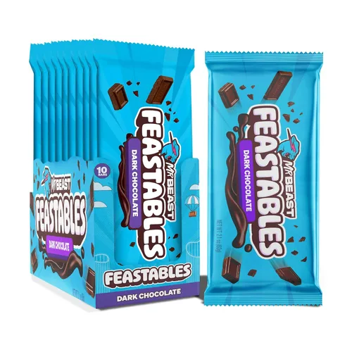 Miniatura 4 de MrBeast Feastables - Barra de chocolate con caramelo, tamaño King, 10 unidades, caramelo de chocolate suave relleno de caramelo, cacao de comercio